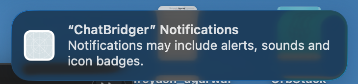macOS system notification permission banner